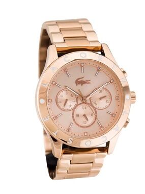Lacoste Charlotte Rose Gold/Gold Women's Watch New in Box New Battery